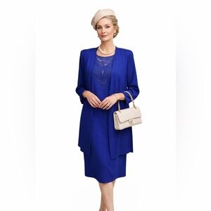 Canda Vintage Elegant Blue Embroidered Dress Cape - Women’s Size 14 - Large